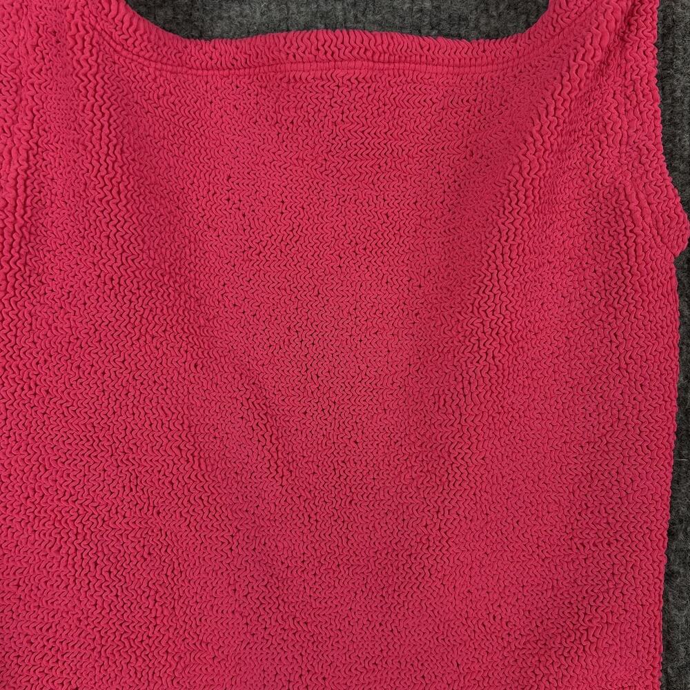 Hunza G Swimsuit One Size Square Neck Hot Pink Stretchy Beach Pool Cruise Chic - Picture 6 of 14